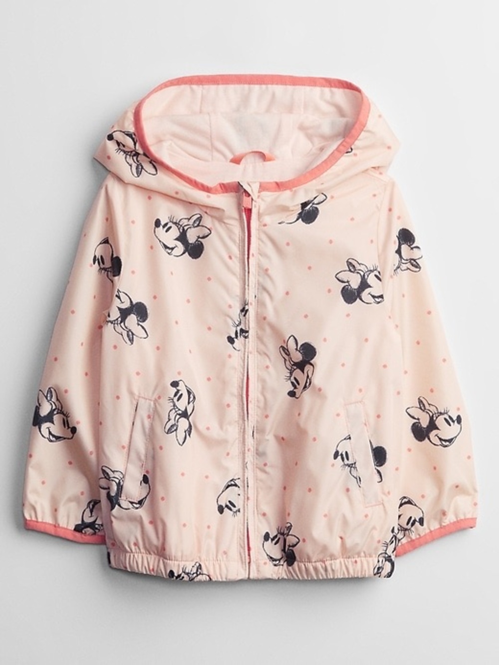 Baby Gap Disney Minnie Mouse Pink Hooded Windbreaker Jacket
